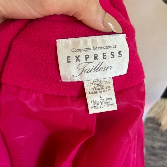 Express Tailleur vintage hot pink Sherpa blazer size large - Picture 5 of 5
